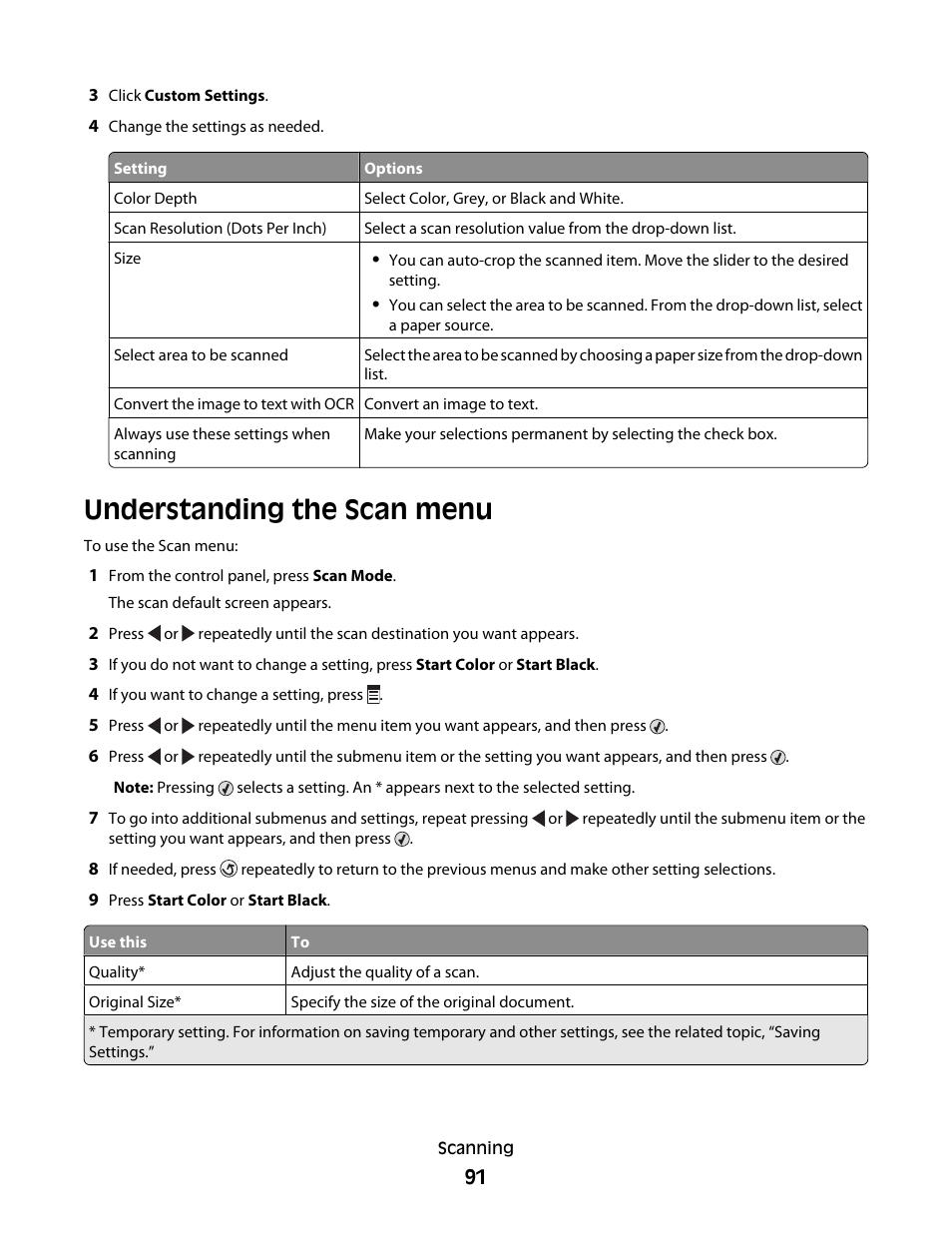 Understanding the scan menu | Lexmark 5300 Series User Manual | Page 91 / 194