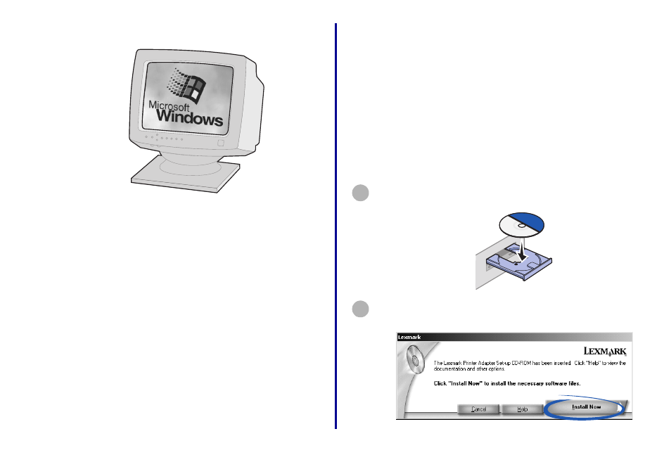 Step8: turn on your computer, Step 8: turn on your computer, Step 9: set up your printer adapter on the network | Step 8, Step 9, Turn on your computer, Set up your printer adapter on the network | Lexmark N5 User Manual | Page 11 / 47