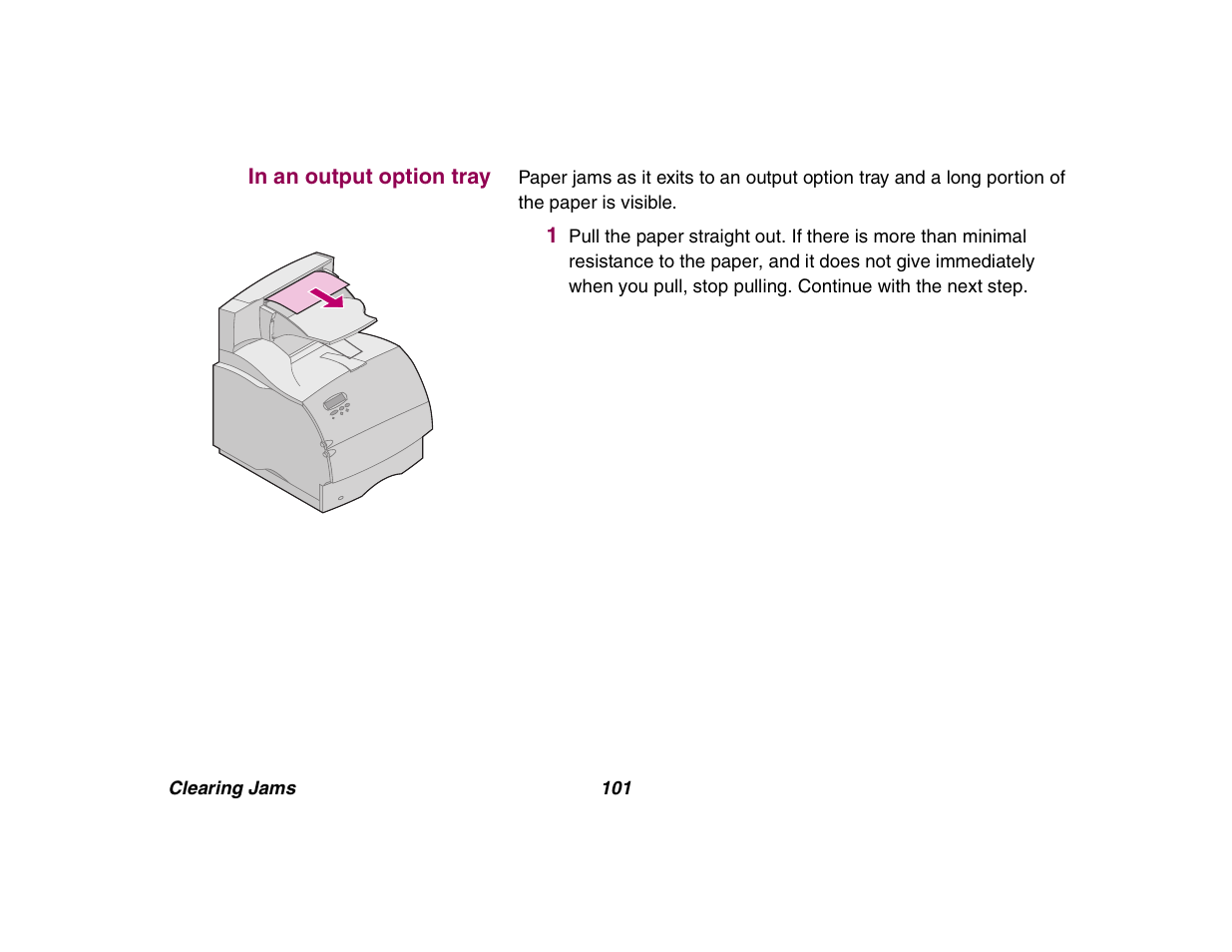 In an output option tray | Lexmark All in One Printer User Manual | Page 101 / 123