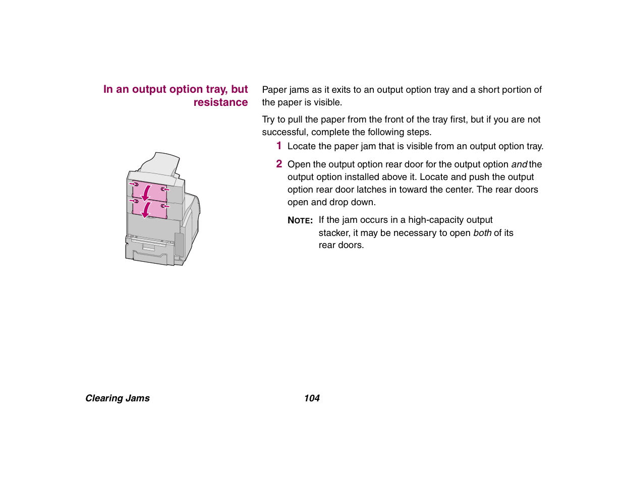 In an output option tray, but resistance | Lexmark All in One Printer User Manual | Page 104 / 123