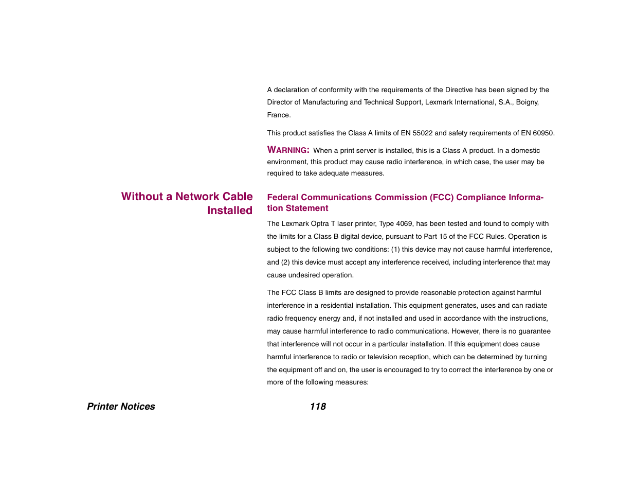 Without a network cable installed | Lexmark All in One Printer User Manual | Page 118 / 123