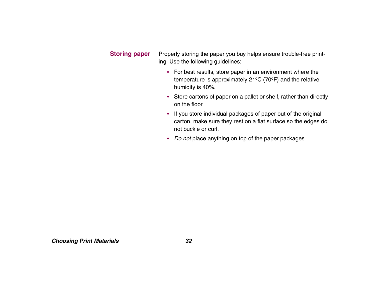 Storing paper | Lexmark All in One Printer User Manual | Page 32 / 123