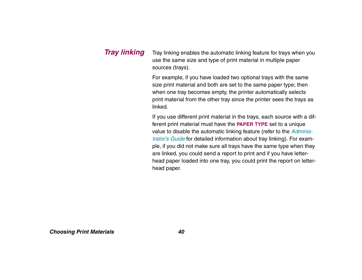 Tray linking | Lexmark All in One Printer User Manual | Page 40 / 123