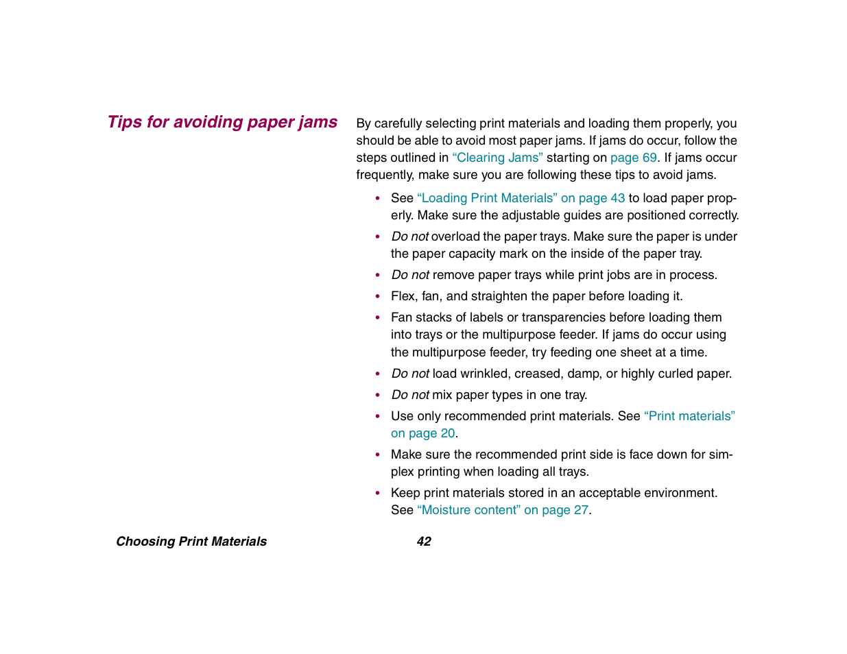 Tips for avoiding paperjams, Tips for avoiding paper jams | Lexmark All in One Printer User Manual | Page 42 / 123