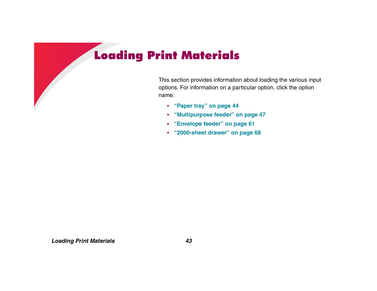 Loading print materials | Lexmark All in One Printer User Manual | Page 43 / 123
