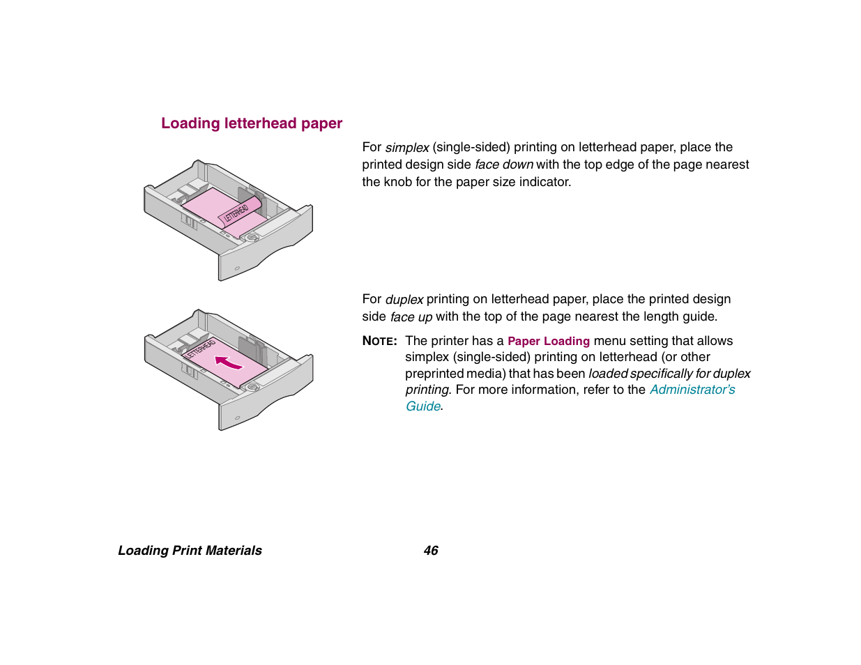 Loading letterhead paper | Lexmark All in One Printer User Manual | Page 46 / 123