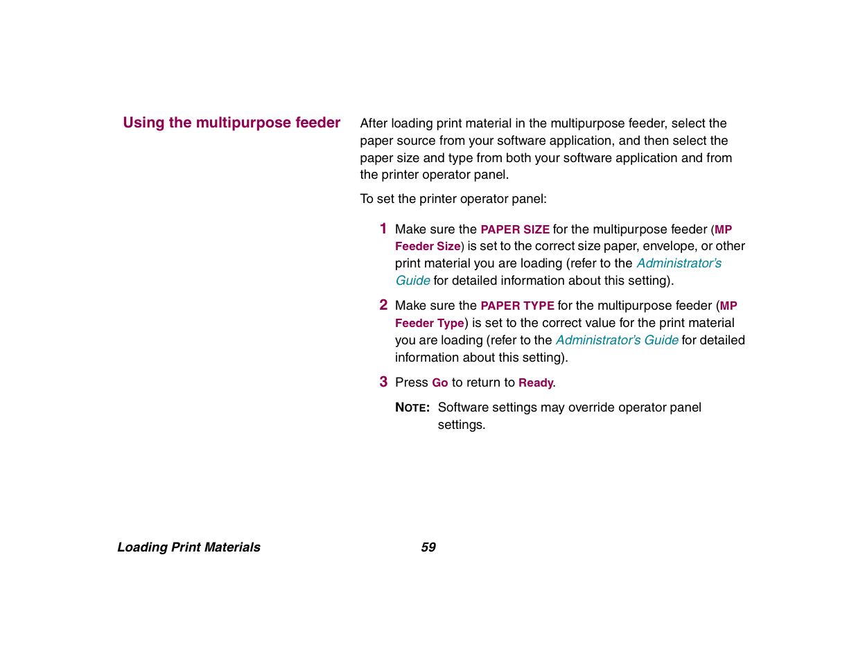 Using the multipurpose feeder | Lexmark All in One Printer User Manual | Page 59 / 123