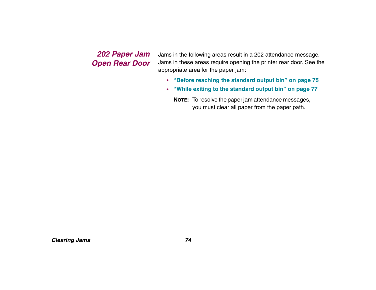 202 paper jam open rear door, 202 paper jam, 202 paper jam open rear door” on | Lexmark All in One Printer User Manual | Page 74 / 123