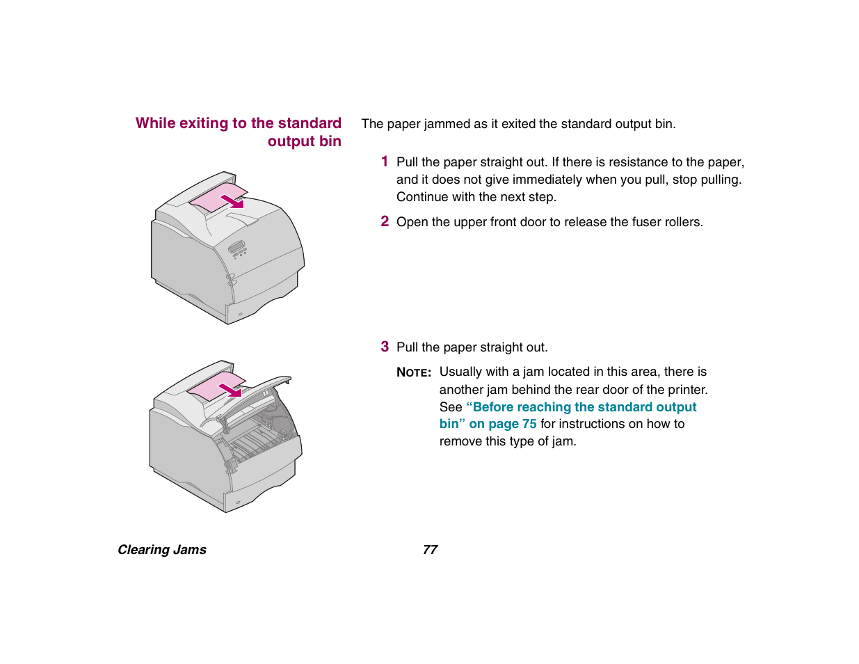While exiting to the standard output bin | Lexmark All in One Printer User Manual | Page 77 / 123