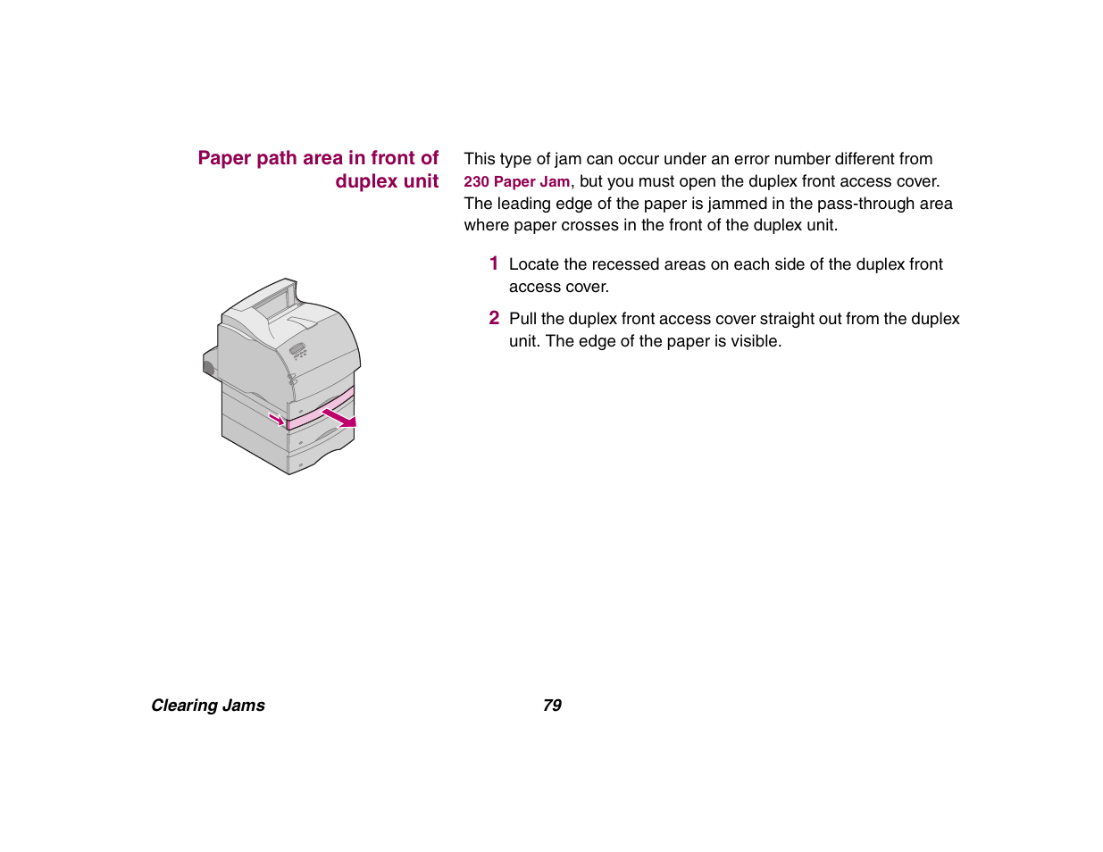 Paper path area in front of duplex unit | Lexmark All in One Printer User Manual | Page 79 / 123