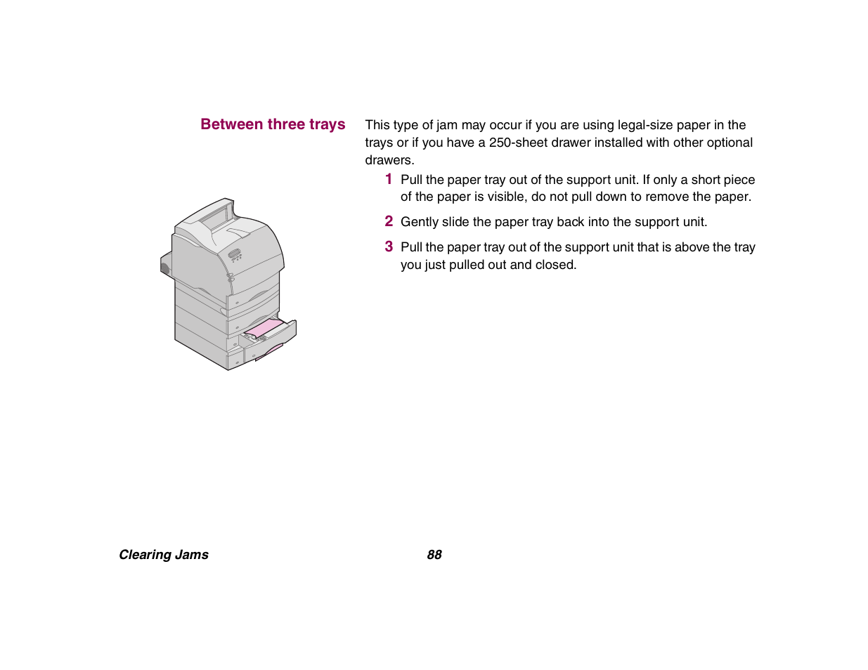 Between three trays | Lexmark All in One Printer User Manual | Page 88 / 123
