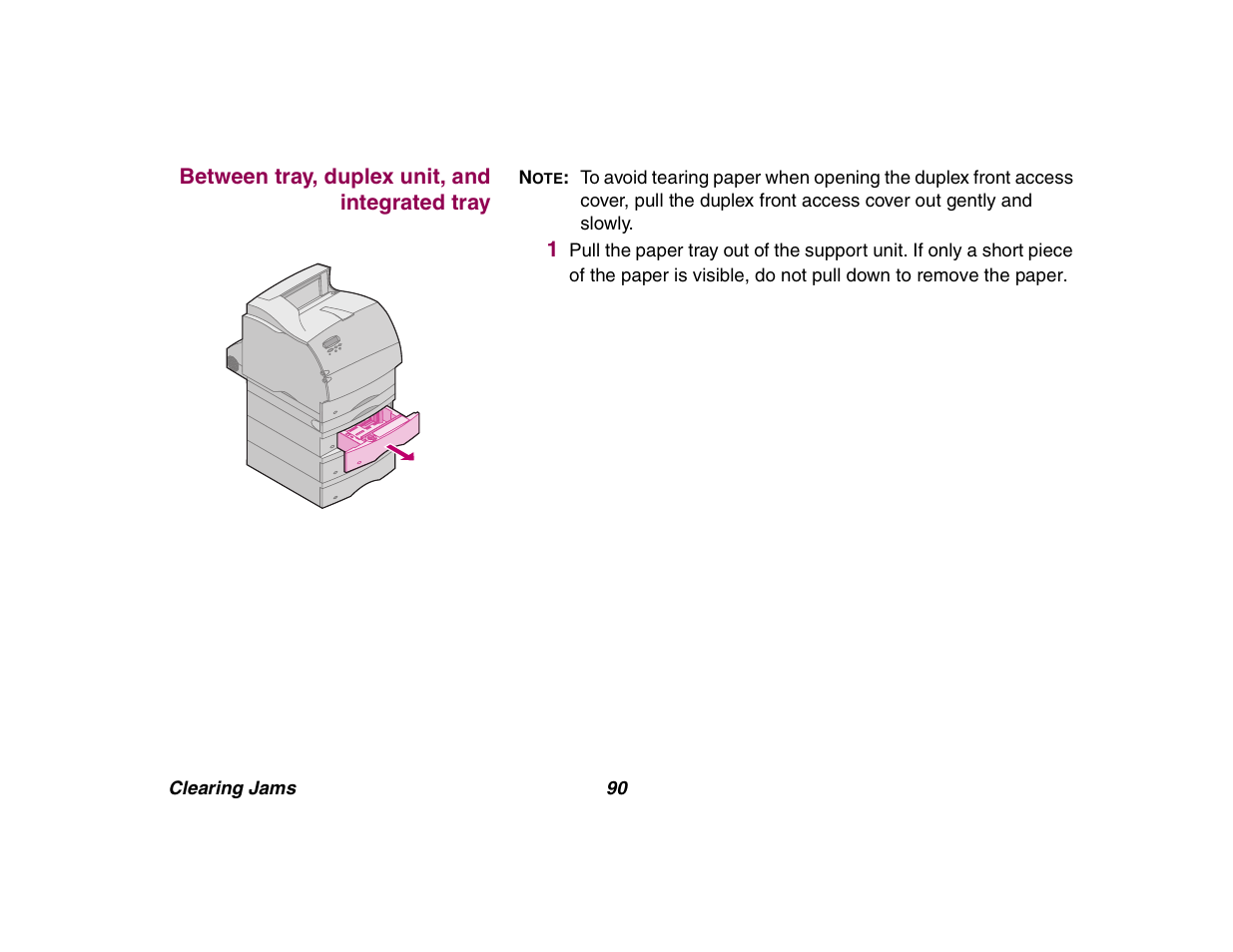 Between tray, duplex unit, and integrated tray | Lexmark All in One Printer User Manual | Page 90 / 123