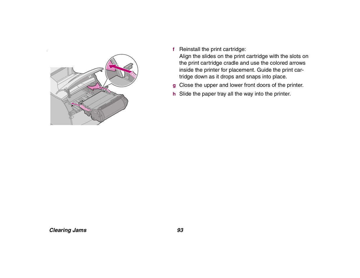 Reinstall the print cartridge | Lexmark All in One Printer User Manual | Page 93 / 123