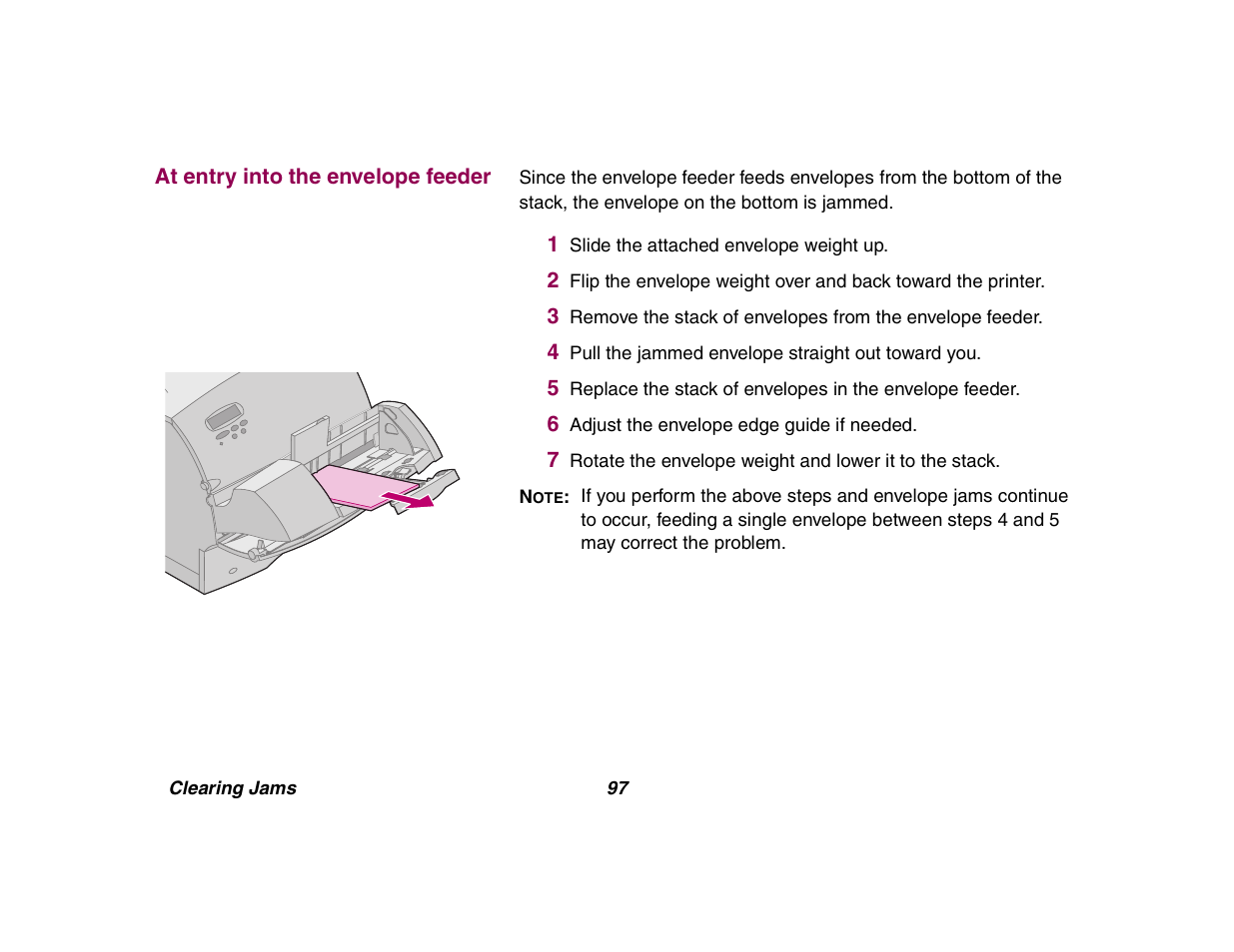 At entry into the envelope feeder | Lexmark All in One Printer User Manual | Page 97 / 123
