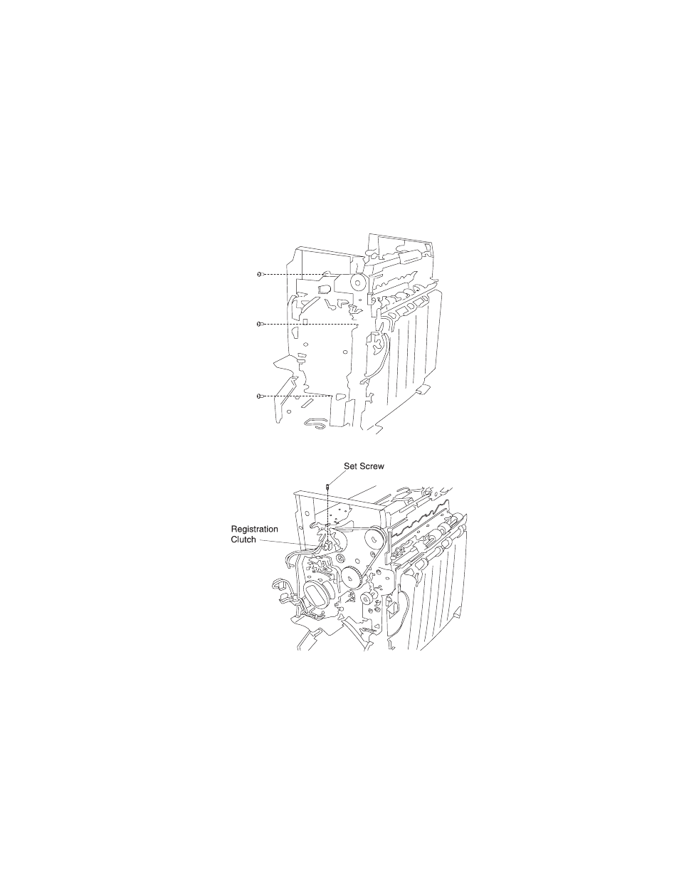 Registration roller removal, Registration roller clutch removal | Lexmark 5056 User Manual | Page 74 / 80