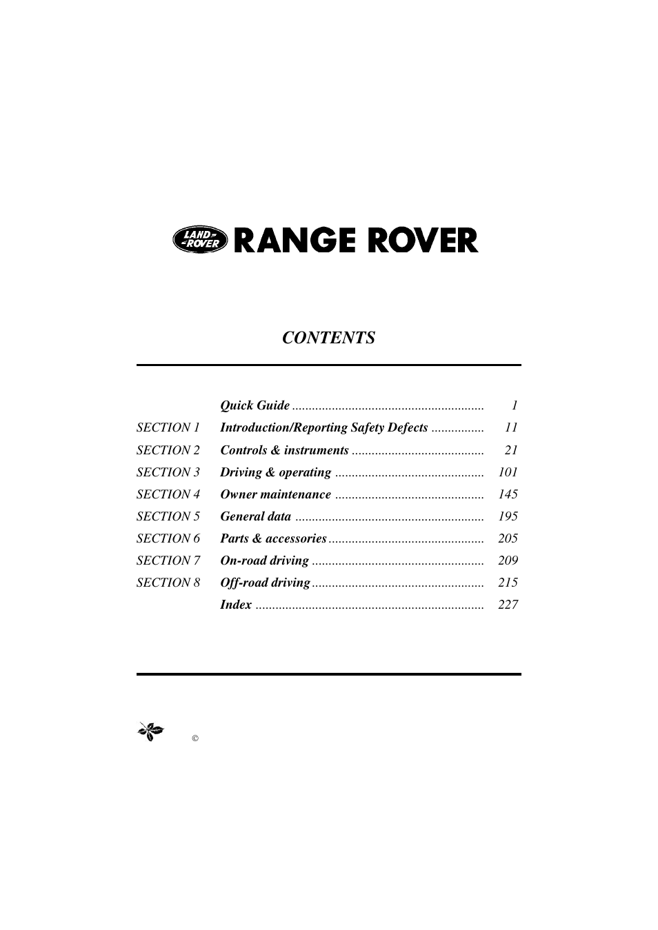 Land Rover 2002 Range Rover User Manual | 2 pages