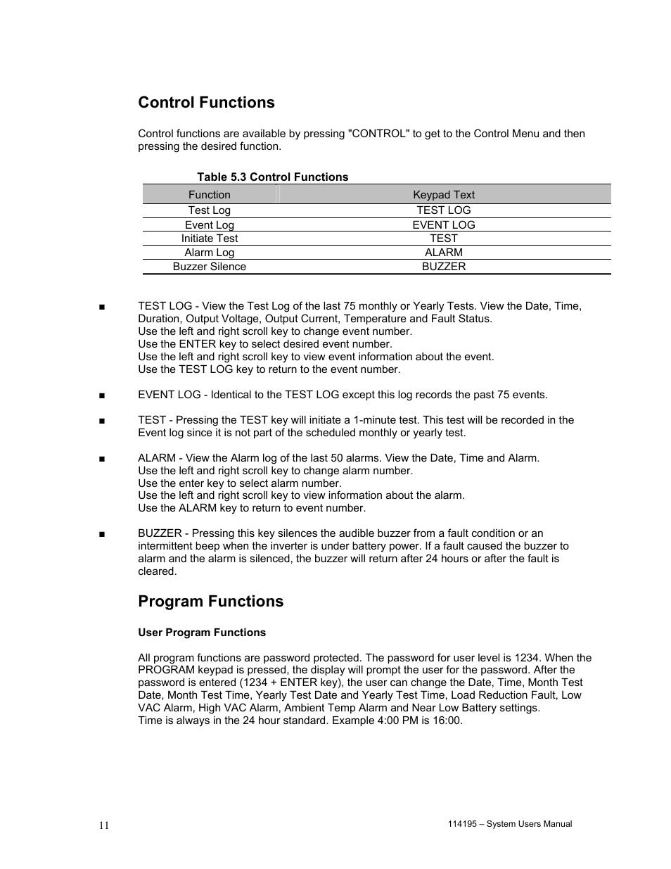 Control functions, Program functions | LifeWay Electric Heater User Manual | Page 12 / 18