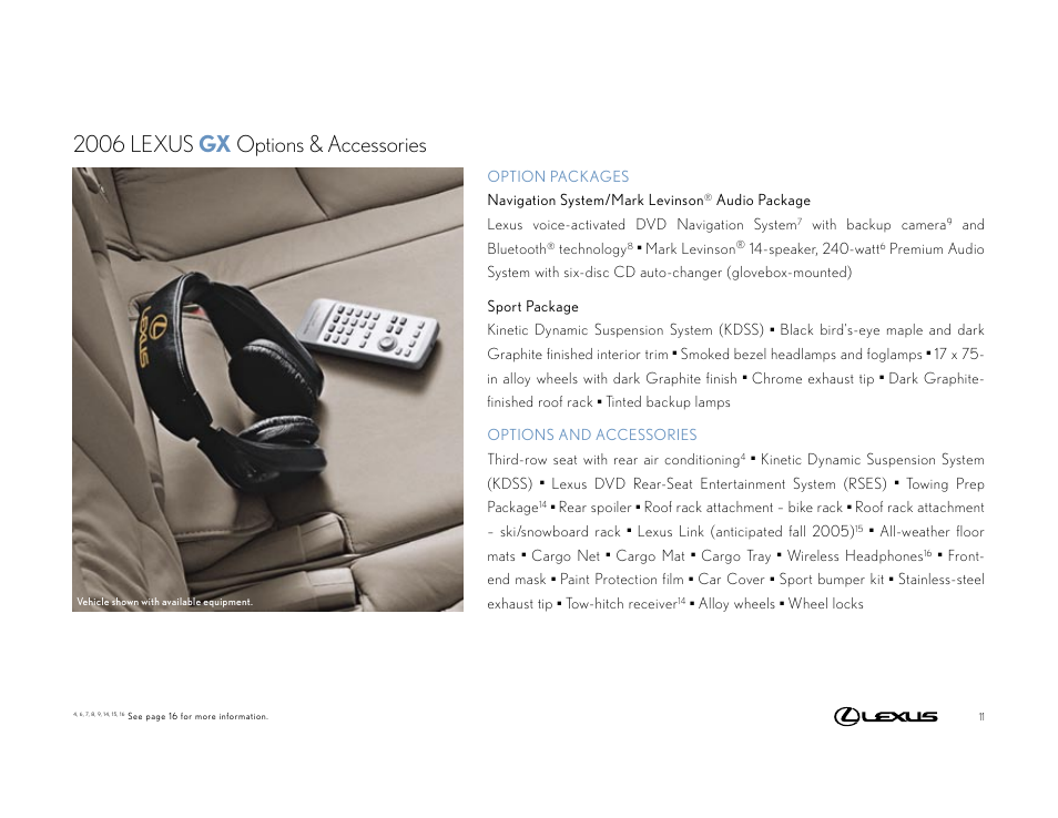 2006 lexus gx options & accessories | Lexus GX User Manual | Page 11 / 17