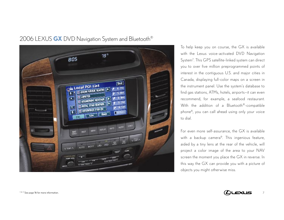 2006 lexus gx dvd navigation system and bluetooth | Lexus GX User Manual | Page 7 / 17
