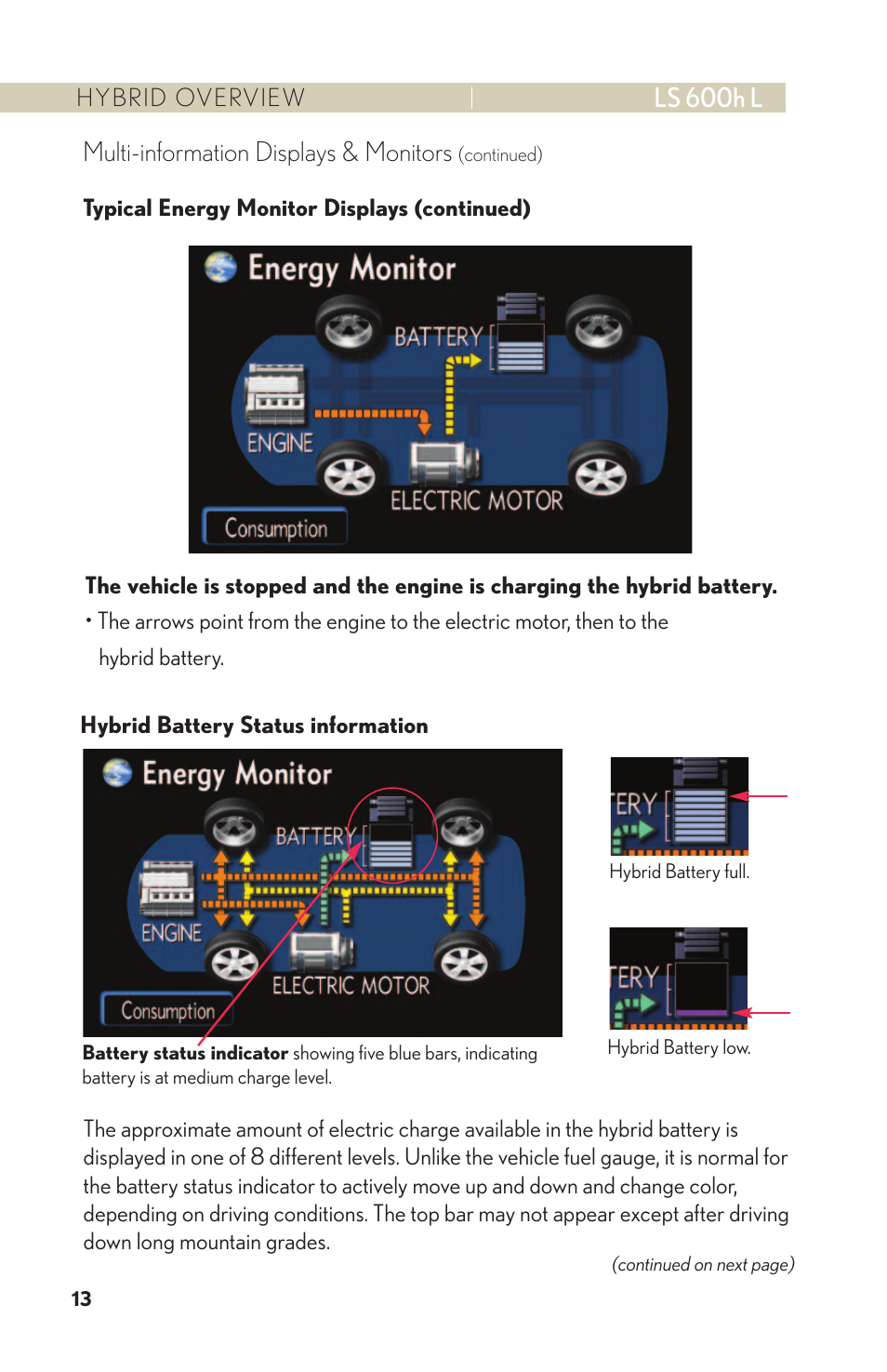 Multi-information displays & monitors, Ls 600h l | Lexus LS 600h L User Manual | Page 16 / 31