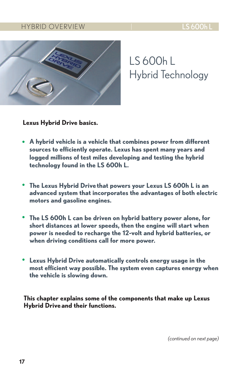 Ls 600h l hybrid technology | Lexus LS 600h L User Manual | Page 20 / 31
