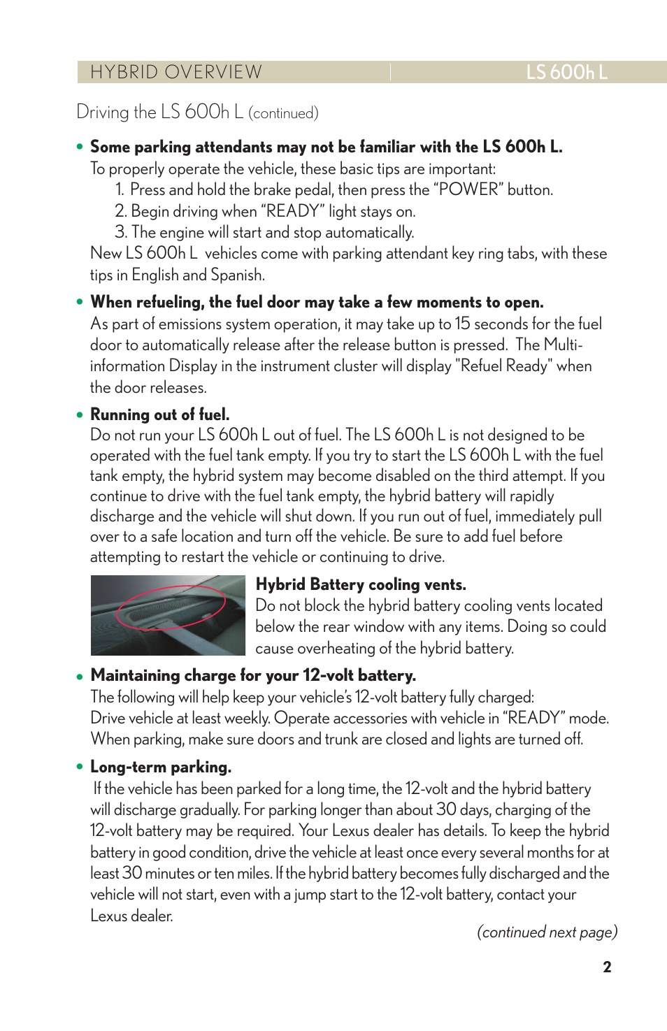 Lexus LS 600h L User Manual | Page 5 / 31