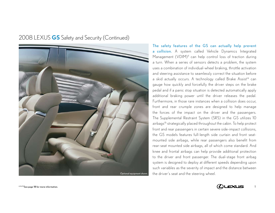 2008 lexus gs safety and security (continued) | Lexus 2008 GS User Manual | Page 11 / 18