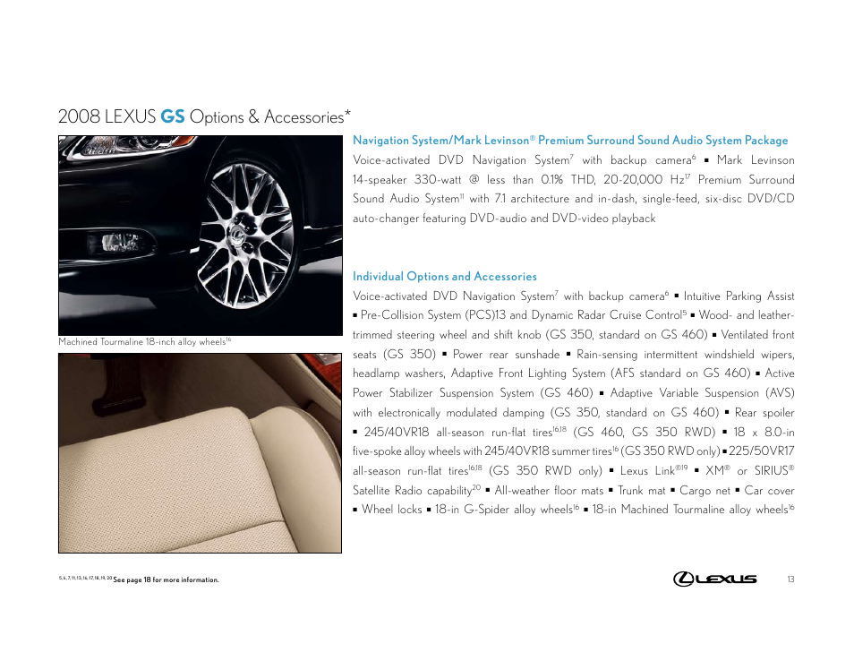 2008 lexus gs options & accessories | Lexus 2008 GS User Manual | Page 13 / 18