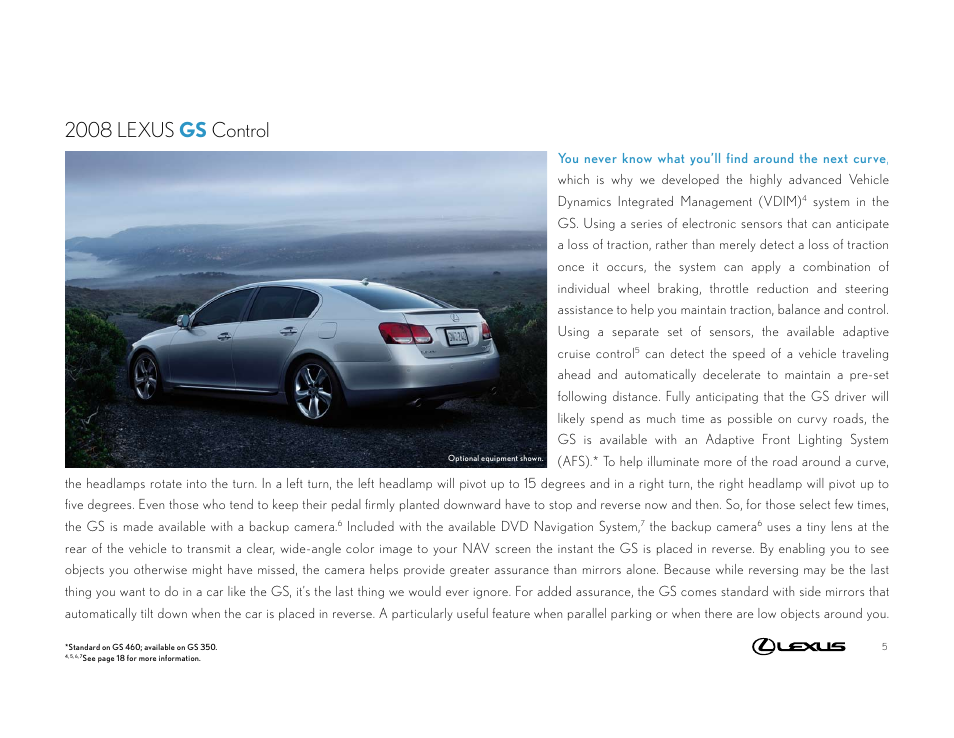 2008 lexus gs control | Lexus 2008 GS User Manual | Page 5 / 18