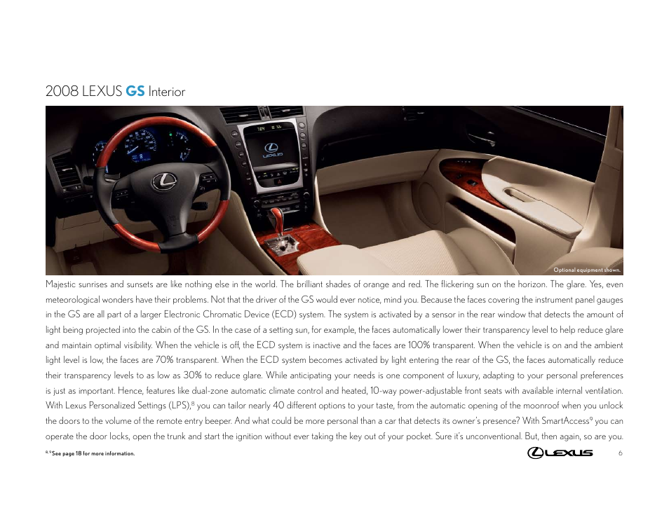 2008 lexus gs interior | Lexus 2008 GS User Manual | Page 6 / 18