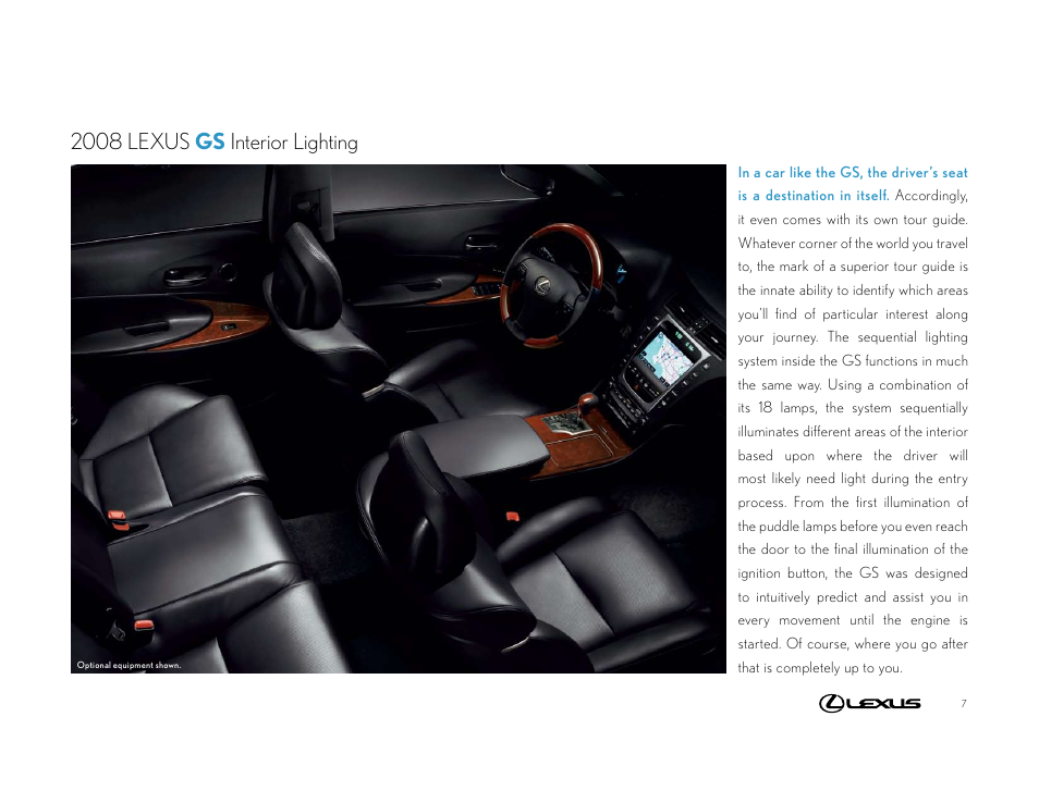 2008 lexus gs interior lighting | Lexus 2008 GS User Manual | Page 7 / 18