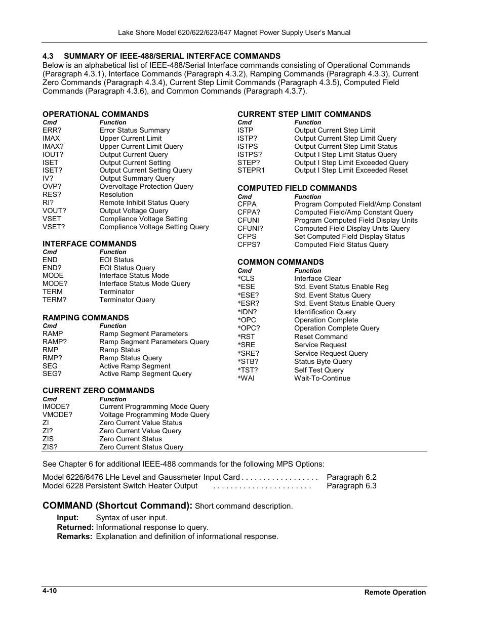 Command (shortcut command) | Lakeshore Learning  Materials 622 User Manual | Page 48 / 90