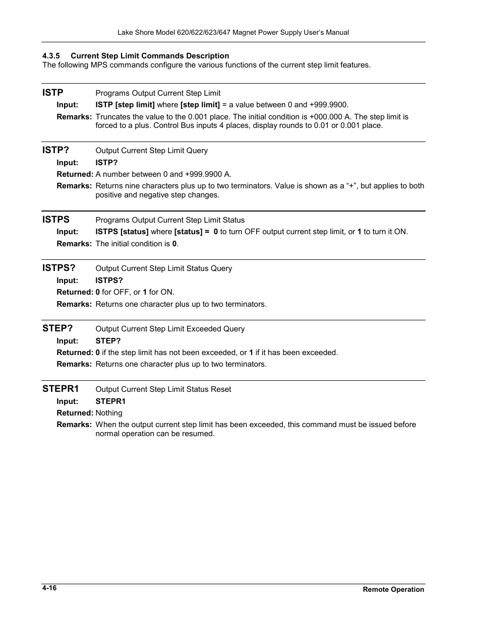 Istp, Istps, Step | Stepr1 | Lakeshore Learning  Materials 622 User Manual | Page 54 / 90