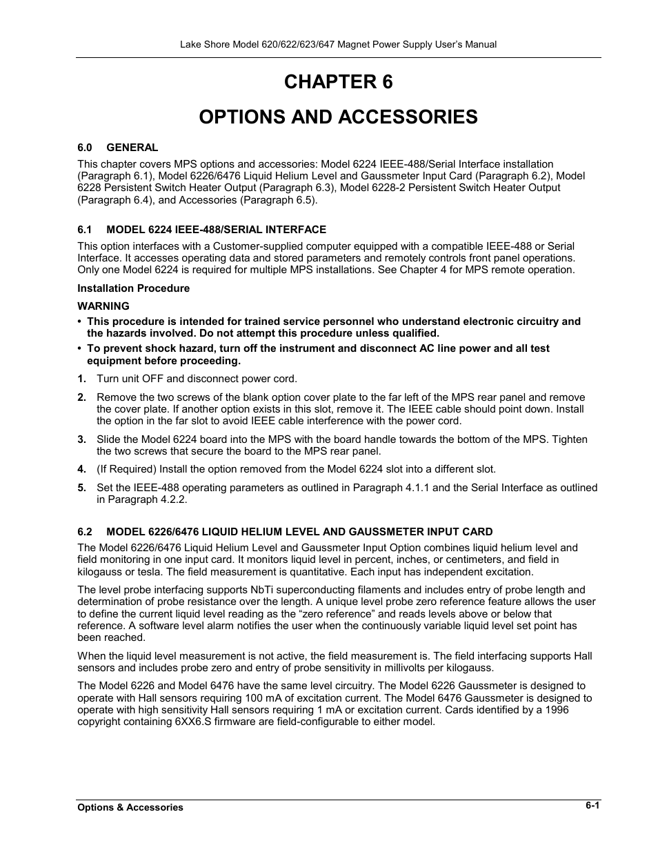 Chapter 6, Options and accessories | Lakeshore Learning  Materials 622 User Manual | Page 69 / 90