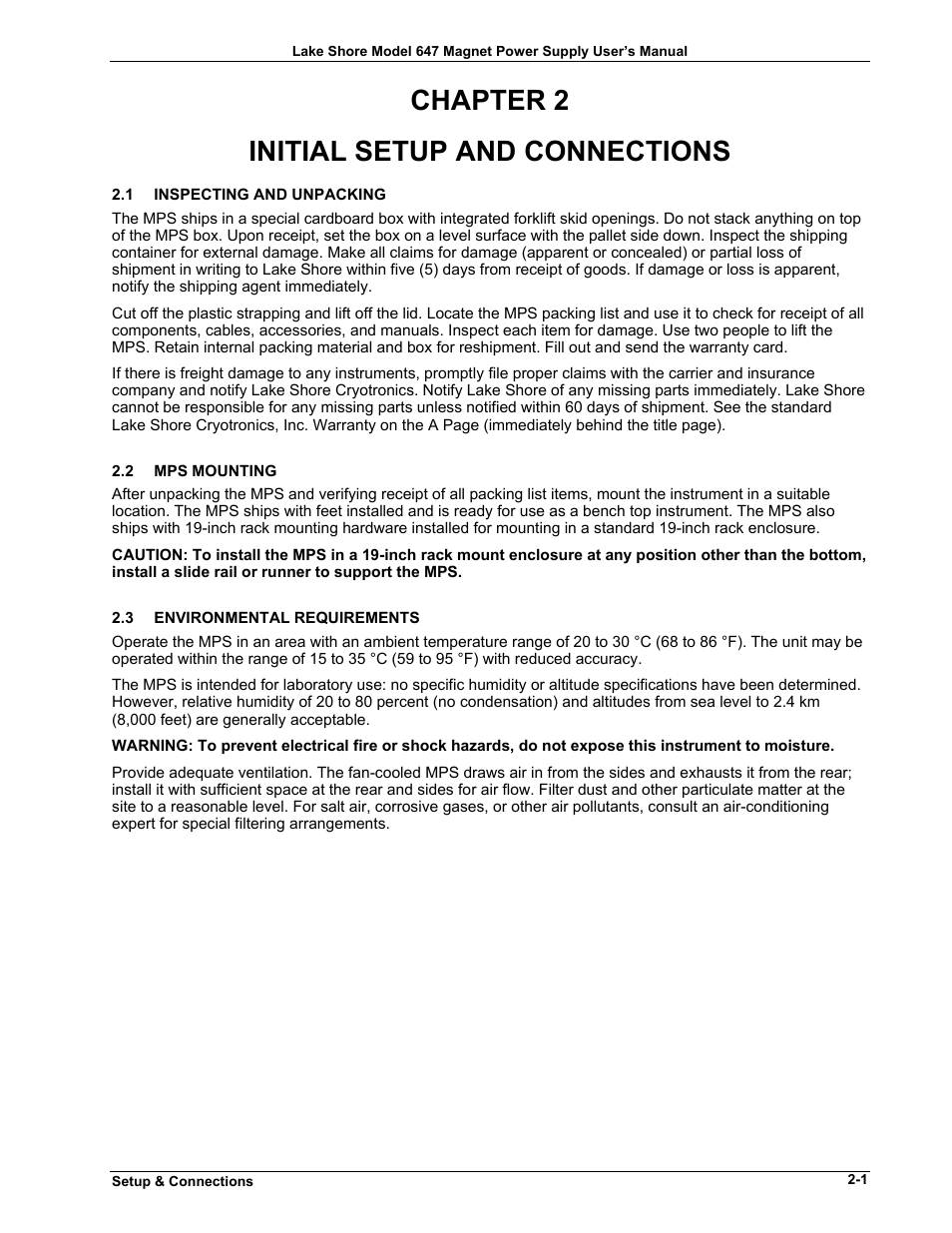 Chapter 2, Initial setup and connections | Lakeshore Learning  Materials 647 User Manual | Page 17 / 72