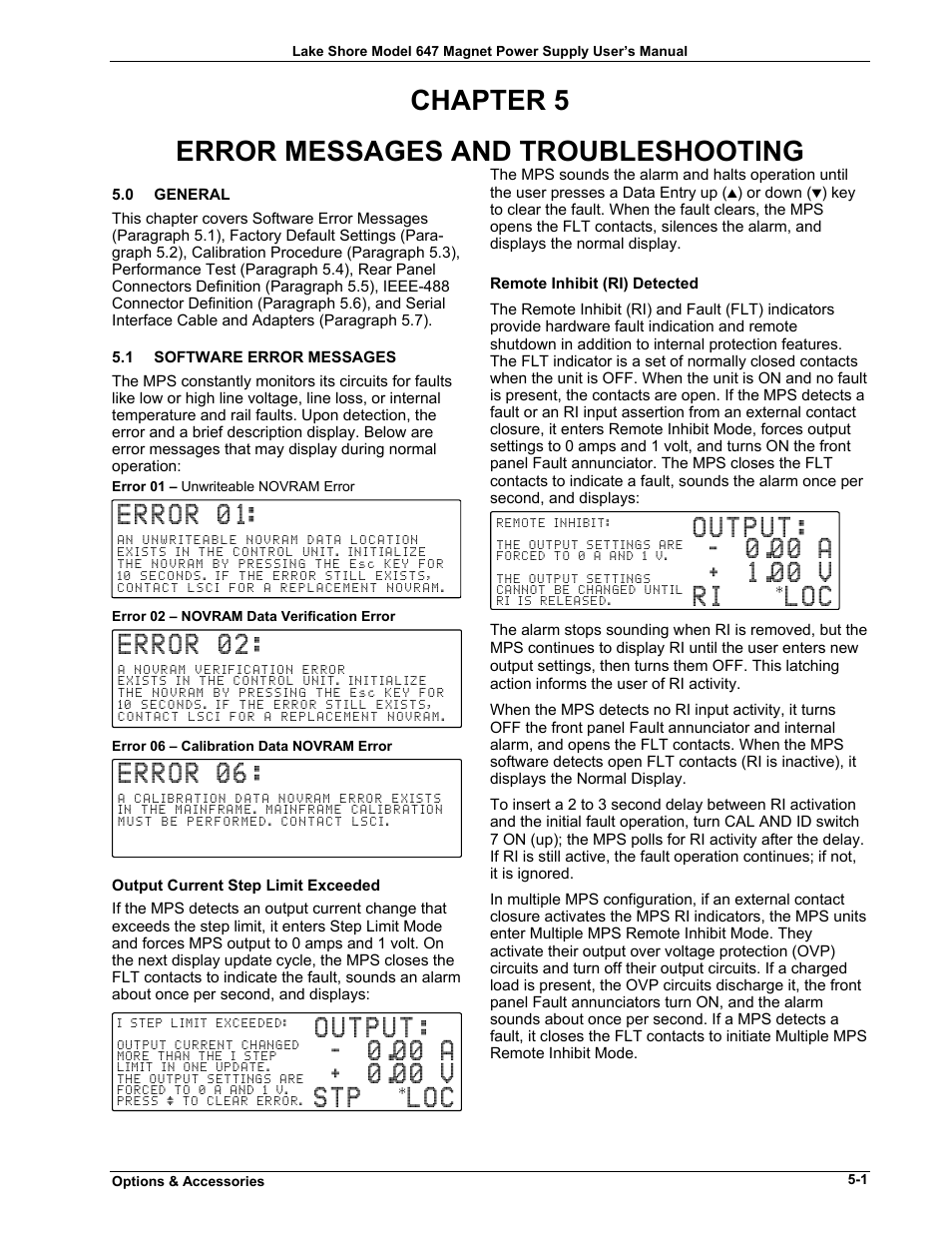 Chapter 5, Error messages and troubleshooting | Lakeshore Learning  Materials 647 User Manual | Page 51 / 72