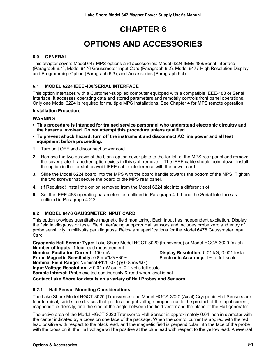 Chapter 6, Options and accessories | Lakeshore Learning  Materials 647 User Manual | Page 59 / 72