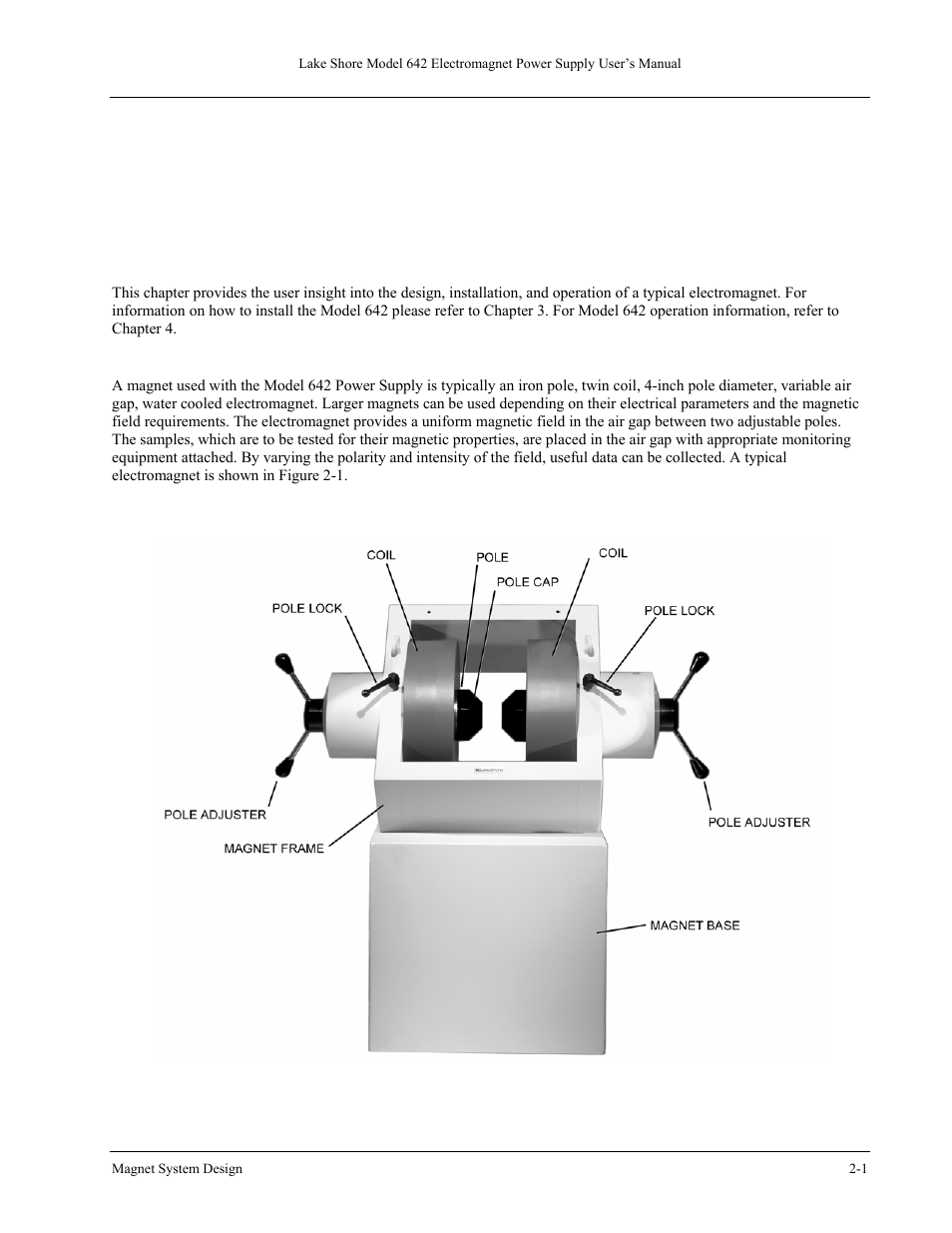 Chapter 2, Magnet system design, installation, and operation | Lakeshore Learning  Materials 642 User Manual | Page 21 / 122