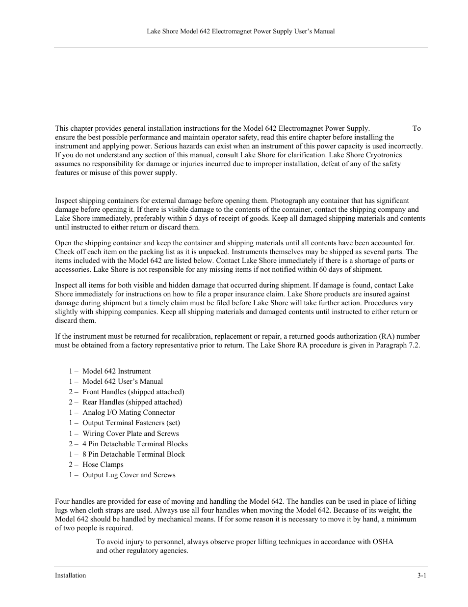 Chapter 3, Installation | Lakeshore Learning  Materials 642 User Manual | Page 29 / 122