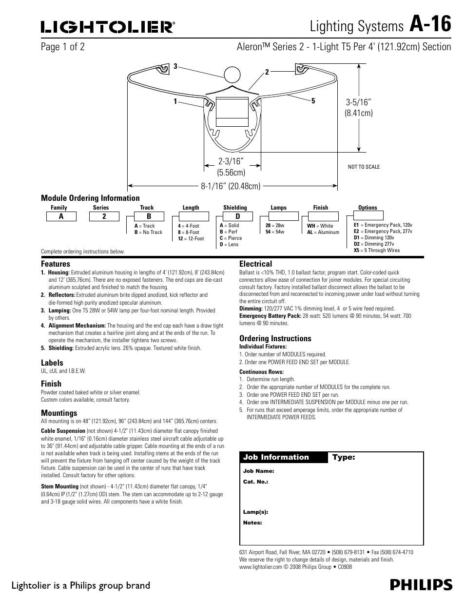 Lightolier A-16 User Manual | 2 pages