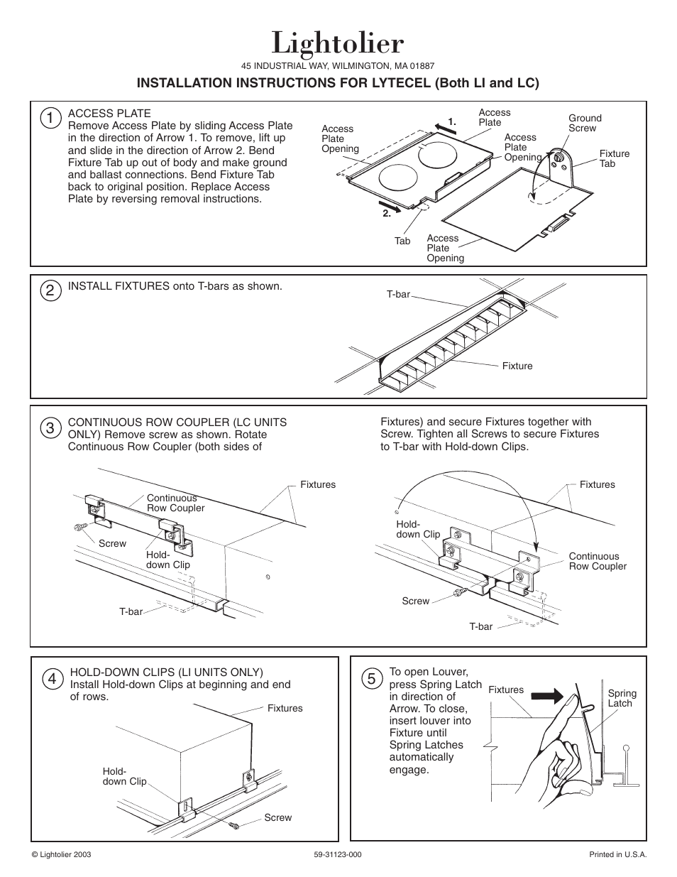 Lightolier Lytecel L1 User Manual | 1 page