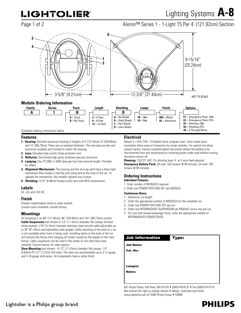 Lightolier A-8 User Manual | 2 pages