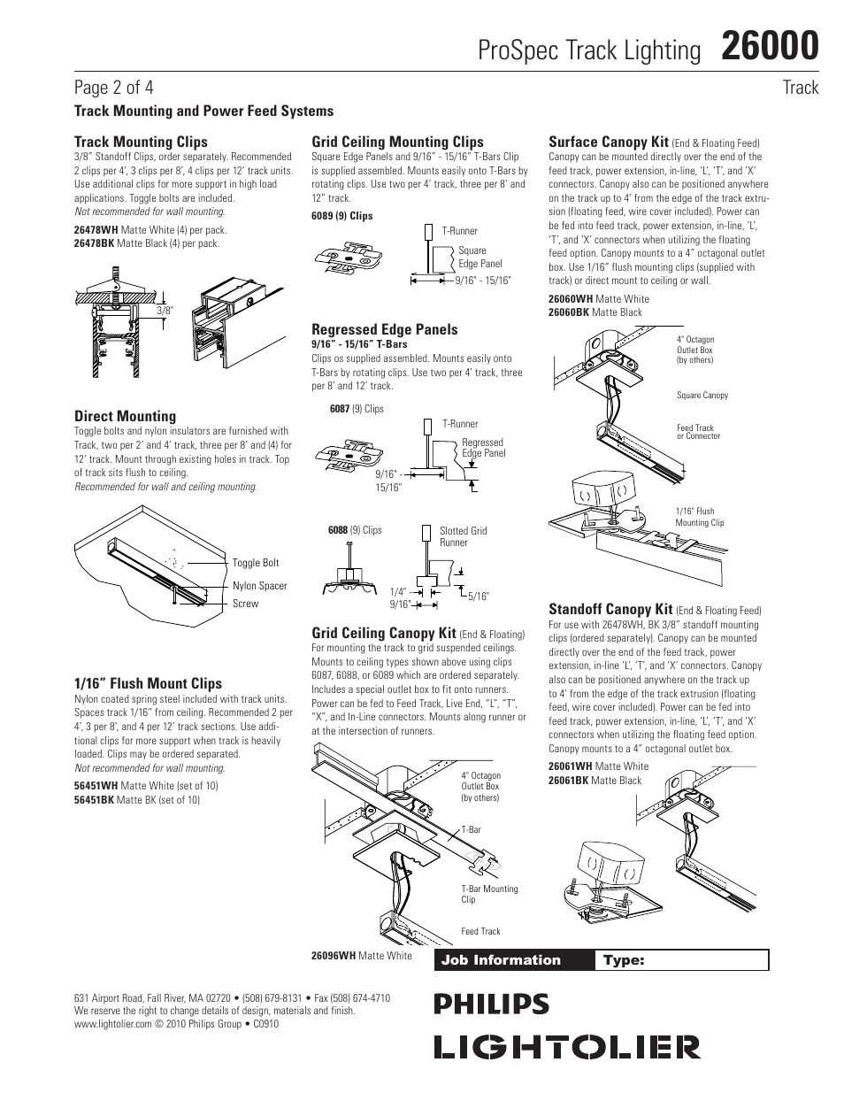 Prospec track lighting, Page 2 of 4 track | Lightolier 26000 User Manual | Page 2 / 4