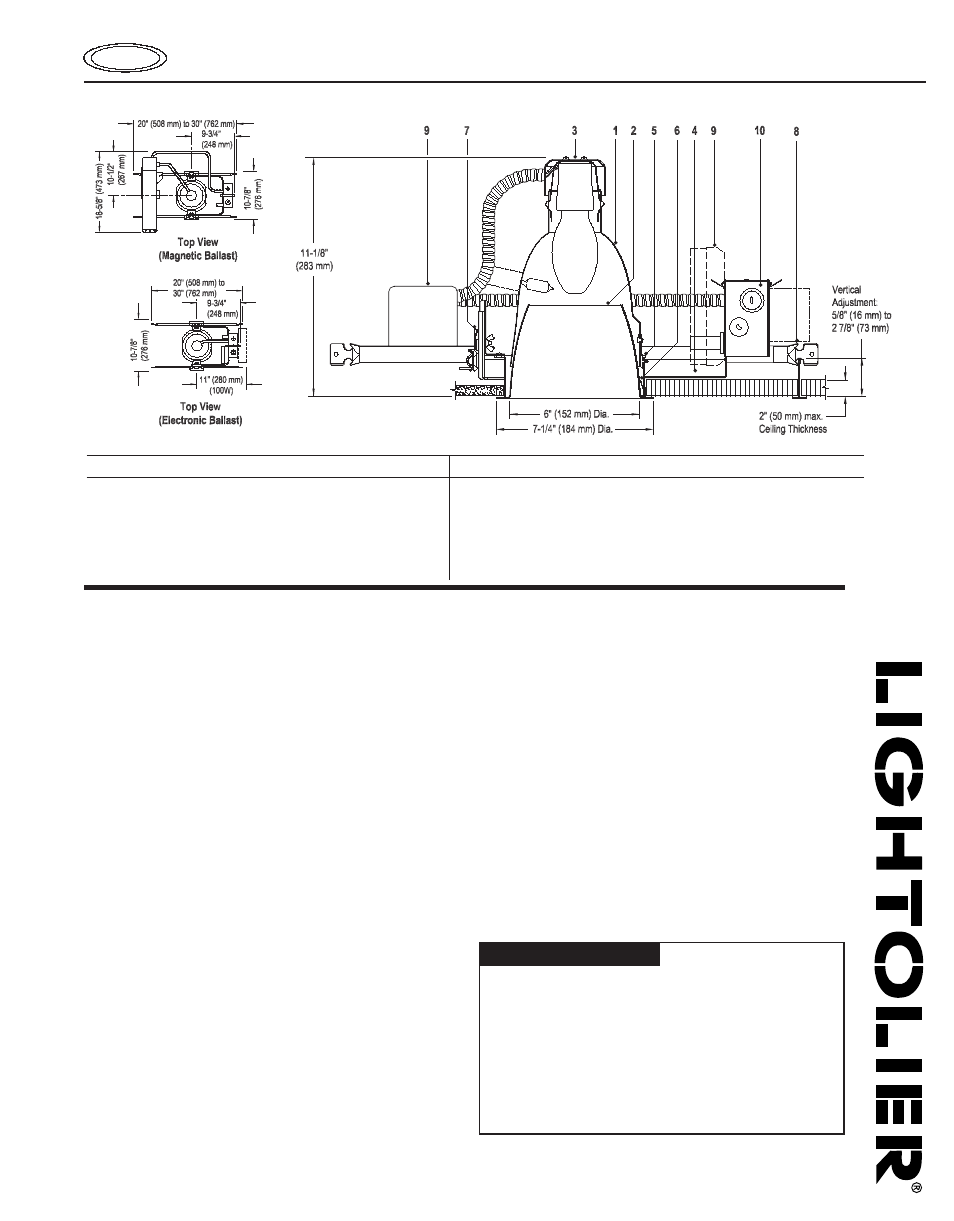 Lightolier Calculite HID Downlight C6E17OVW User Manual | 2 pages