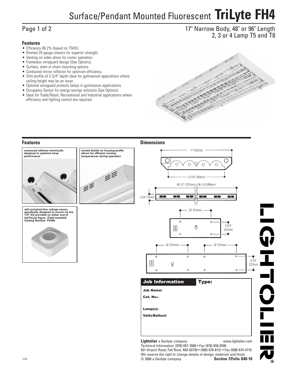 Lightolier TriLyte FH4 User Manual | 2 pages