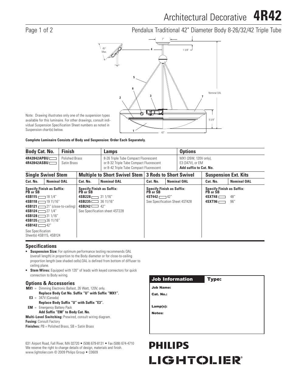 Lightolier Architectural Decorative 4R42 User Manual | 2 pages