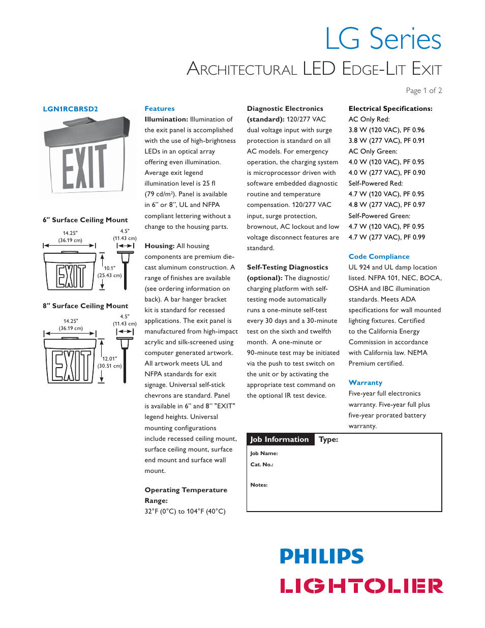 Lightolier LG Series User Manual | 2 pages