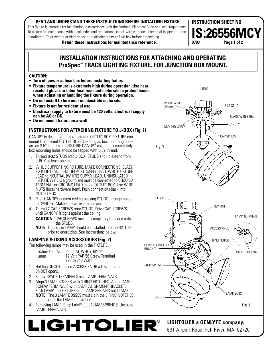 Lightolier ProSpec IS_26556MCY User Manual | 2 pages