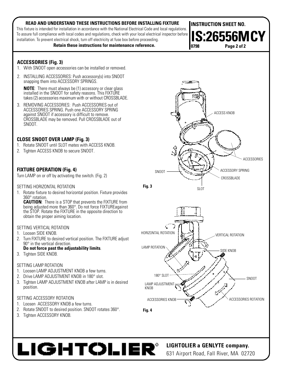 Lightolier ProSpec IS_26556MCY User Manual | Page 2 / 2