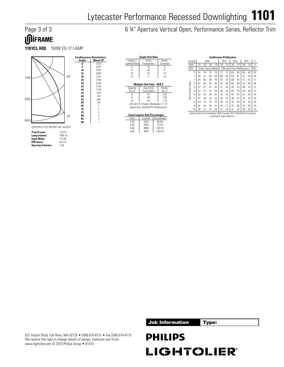 Lytecaster performance recessed downlighting | Lightolier 1101 User Manual | Page 3 / 3